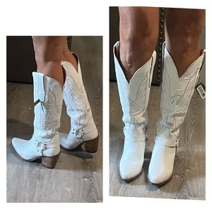Dingo WHITE cowboy tall boots sz 7.5 “Heavens to Betsy” Brand new